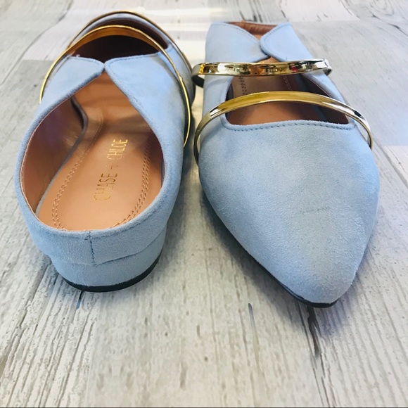 ⭐️ WOMENS Pointy Toe POWDER BLUE Suede Flat - Picture 4 of 4